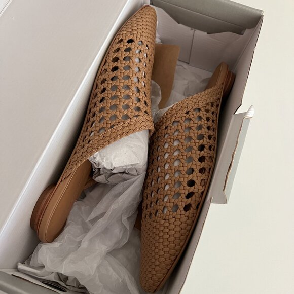 NEW Everlane The Leather Day Mule slip-on / light taupe woven / size 8 - Picture 5 of 7